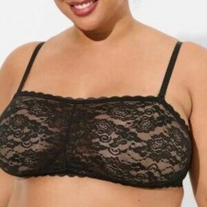 Torrid Convertible Unlined Black Lace Bandeau Bra